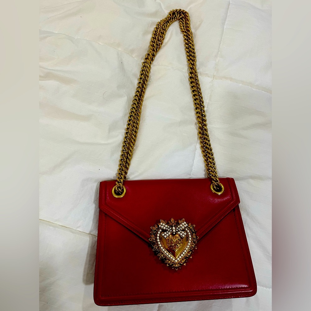 Red leather handbag/ crossbody